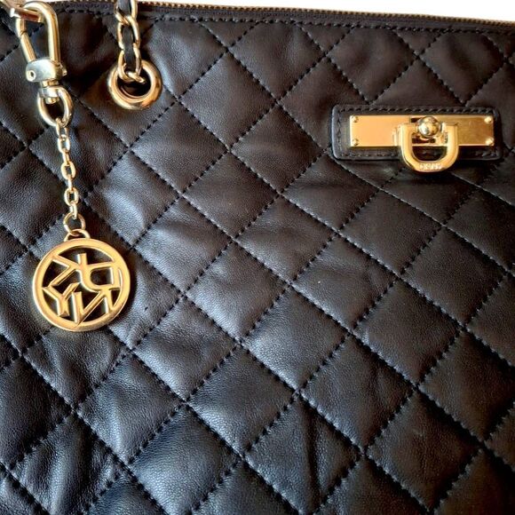 DKNY Gansevoort Quilted Black Napa Lamb Leather Tote - Picture 8 of 8